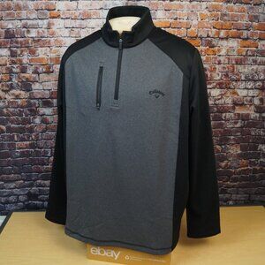 Callaway Golf Performance 1/4 Zip Pullover Fleece Black Gray Mens XL Pockets